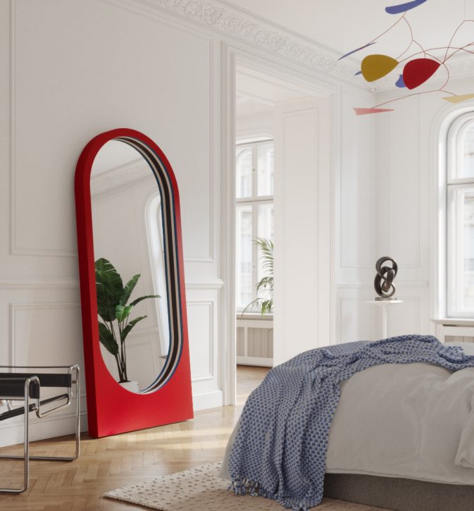Lustro Player Red Light Hogai – duże stojące lustro do salonu