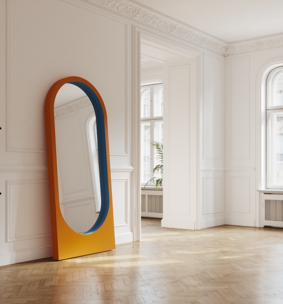 Nowoczesne kolorowe lustro ścienne hogai polski design