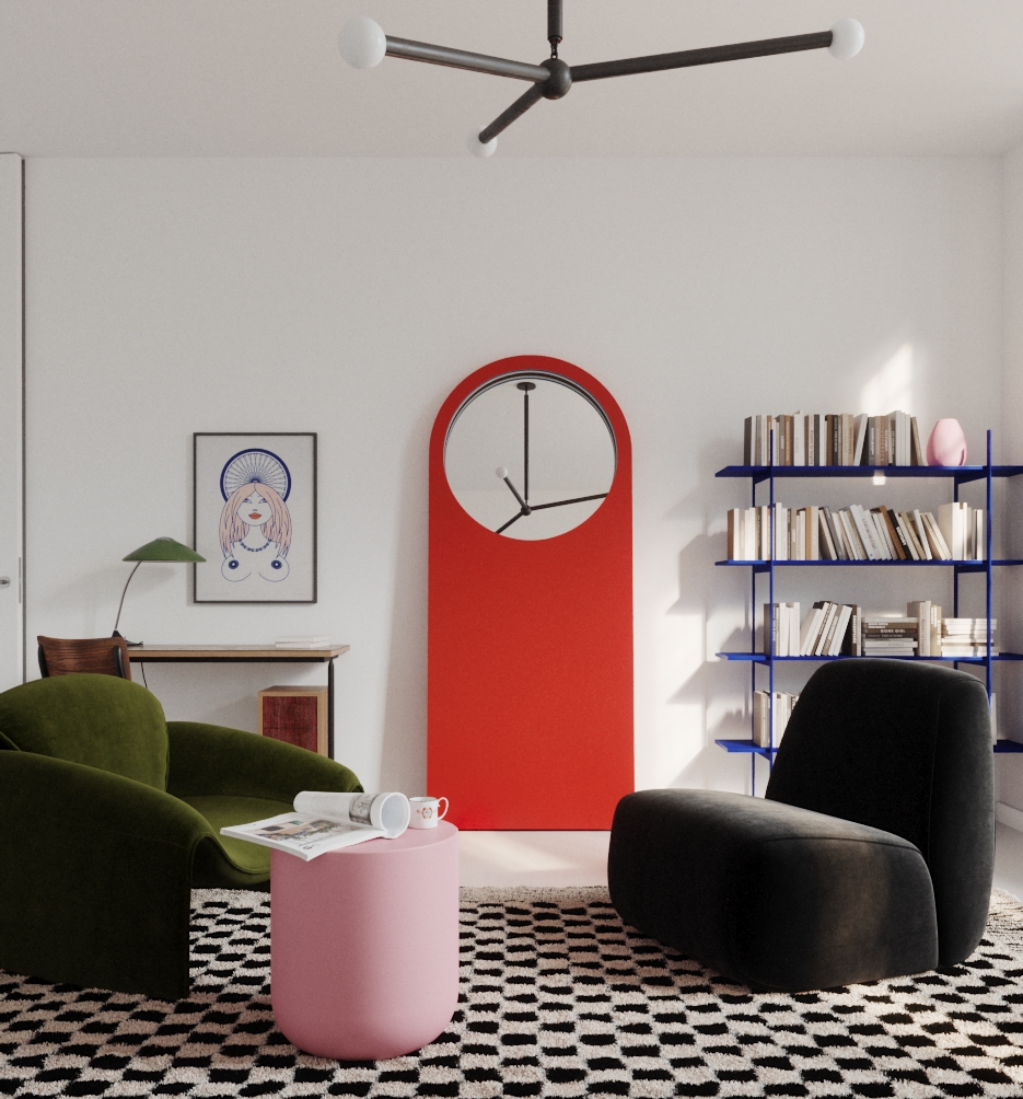 2.01 wiz1 | Hogai Lustro hogai cellist w kolorze red light w designerskim wnętrzu