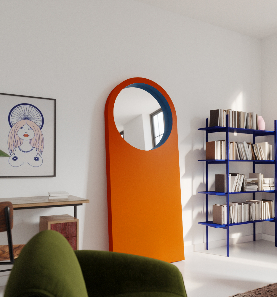 2.03 wiz2 | Hogai Lustro cellist orange joy – ciekawe stojące lustro do każdego wnętrza