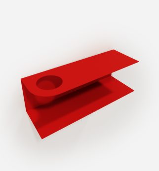 Minimalistyczna półka ścienna Smith z charakterystycznym wycięciem, w kolorze czerwonym Red Light – designerska i trwała konstrukcja z metalu. Hogai.