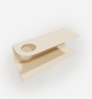 Minimalistyczna półka ścienna Smith z charakterystycznym wycięciem, w kolorze Ecru Lady – designerska i trwała konstrukcja z metalu. Hogai.