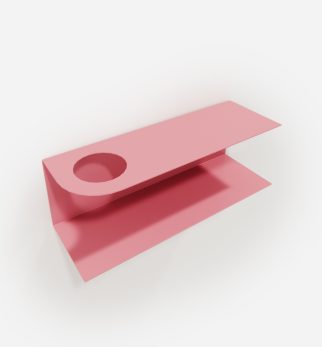 Minimalistyczna półka ścienna Smith z charakterystycznym wycięciem, w kolorze różowym Pink Power – designerska i trwała konstrukcja z metalu. Hogai.