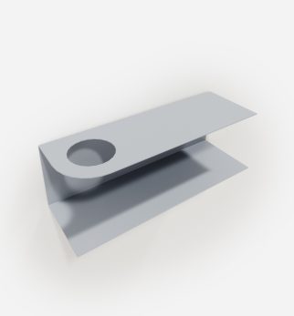 Minimalistyczna półka ścienna Smith z charakterystycznym wycięciem, w kolorze szarym Grey Flow – designerska i trwała konstrukcja z metalu. Hogai.