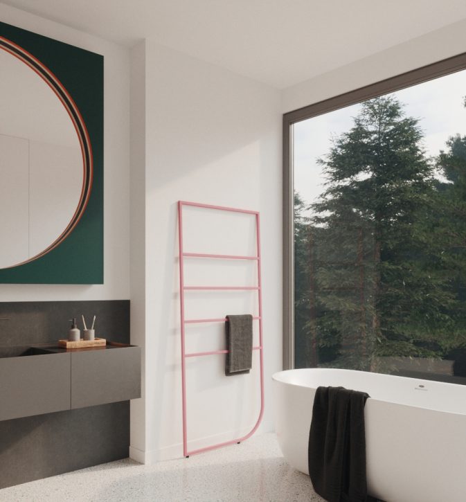 Wieszak na ręczniki Hogai Spy Hanger Pink Power w modnym kolorze różowym.