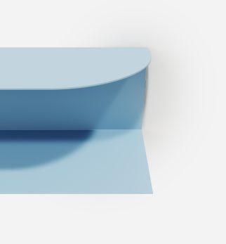 Designerska półka ścienna Miller w kolorze błękitnym Baby Blue – polski design. Hogai premium.