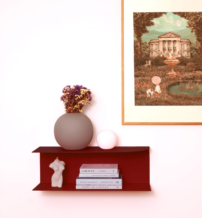 Designerska półka ścienna Miller w kolorze burgundowym Burgundy Star – polski design. Hogai premium.