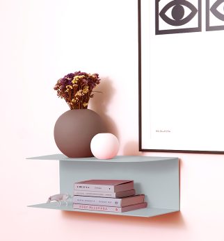 Designerska półka ścienna Miller w kolorze szarym Grey Flow – polski design. Hogai premium.