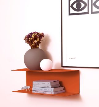 Designerska półka ścienna Miller w kolorze pomarańczowym Orange Joy – polski design. Hogai premium.