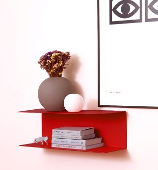 Designerska półka ścienna Miller w kolorze czerwonym Red Light – polski design. Hogai premium.