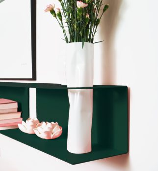 Zestaw designerskich półek metalowych Hogai – modele Miller i Smith w kolorze zielonym Green Bottle.