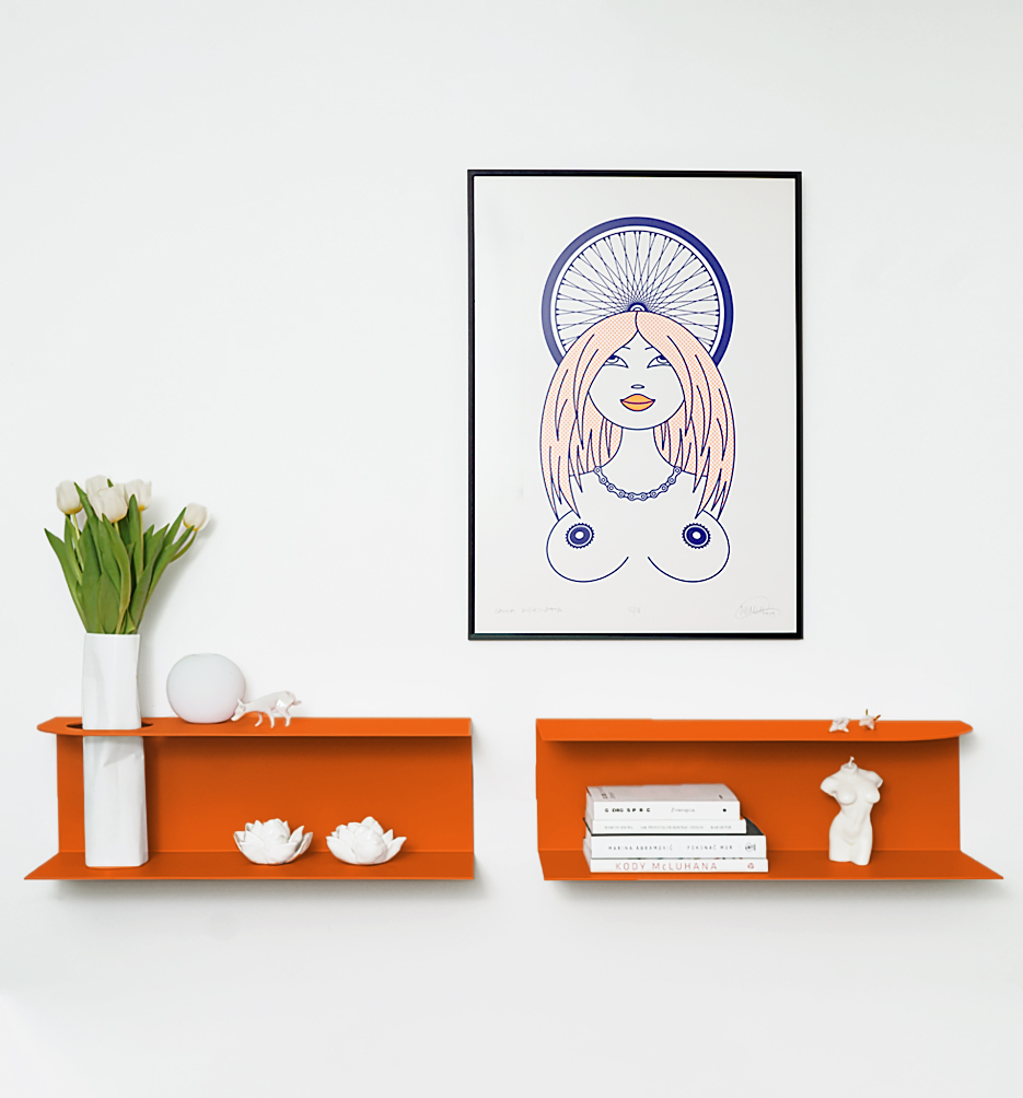miller_smith_orangej-04 | Hogai Zestaw designerskich półek metalowych hogai – modele miller i smith w kolorze pomarańczowym orange joy.