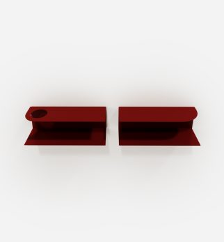 Zestaw designerskich półek metalowych Hogai – modele Miller i Smith w kolorze Burgundy Star.