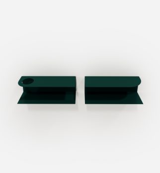 Zestaw designerskich półek metalowych Hogai – modele Miller i Smith w kolorze zielonym Green Bottle.