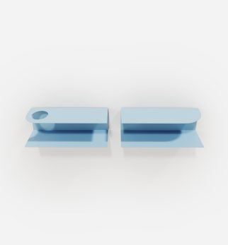 Zestaw designerskich półek metalowych Hogai – modele Miller i Smith w kolorze błękitnym Baby Blue.