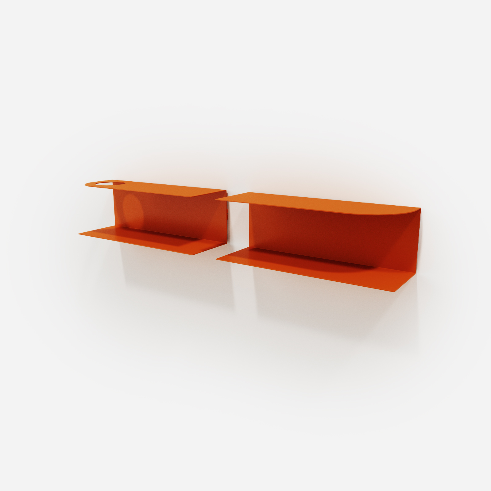 polka 2-1 P 03 | Hogai Zestaw designerskich półek metalowych hogai – modele miller i smith w kolorze pomarańczowym orange joy.