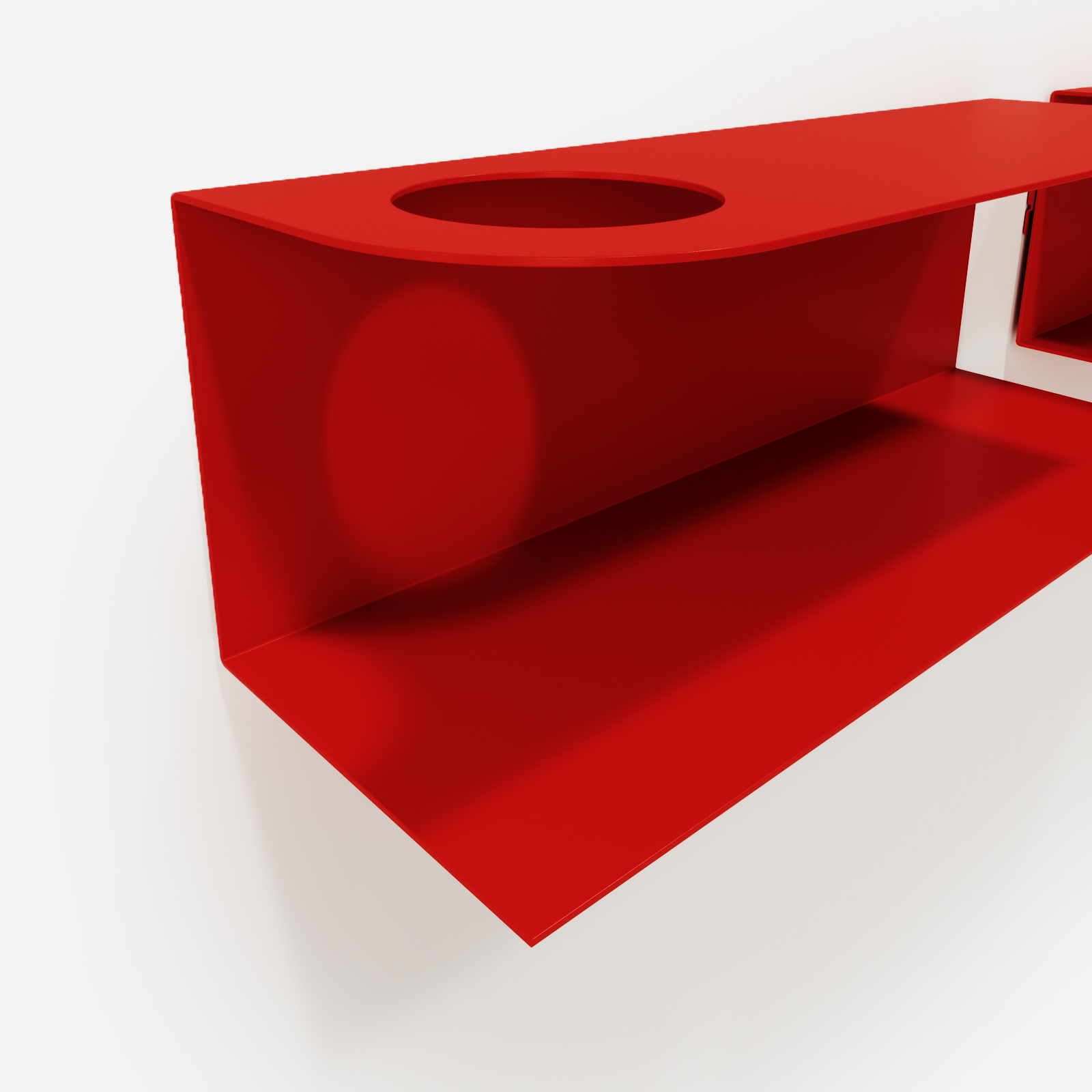 Zestaw designerskich półek metalowych Hogai – modele Miller i Smith w kolorze czerwonym Red Light.