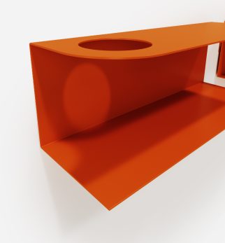 Zestaw designerskich półek metalowych Hogai – modele Miller i Smith w kolorze pomarańczowym Orange Joy.