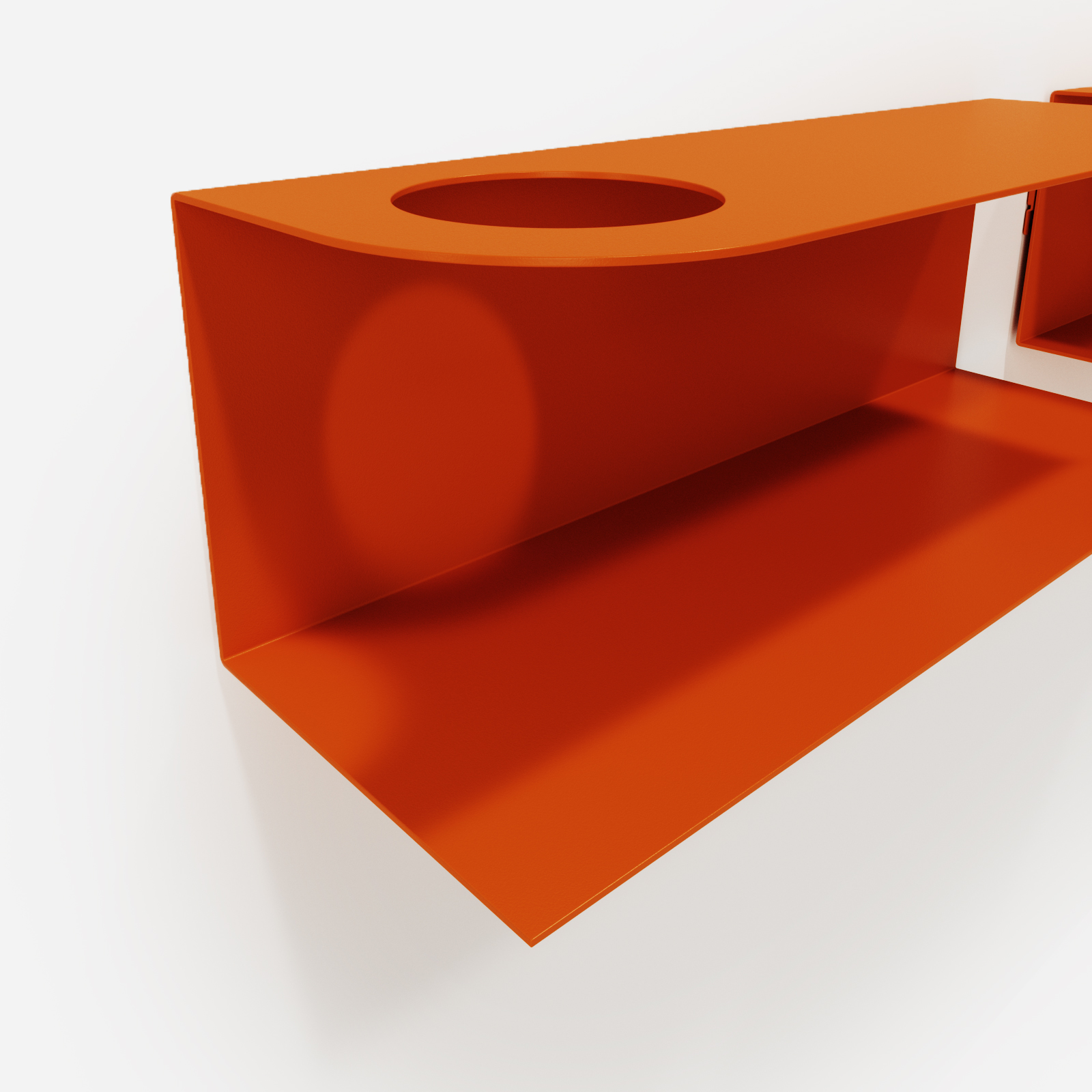 Zestaw designerskich półek metalowych Hogai – modele Miller i Smith w kolorze pomarańczowym Orange Joy.