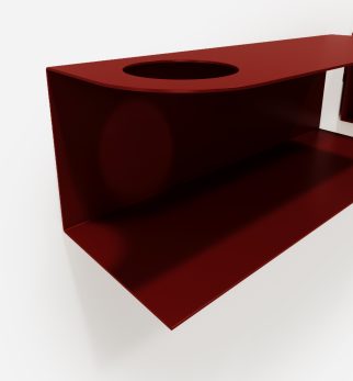 Zestaw designerskich półek metalowych Hogai – modele Miller i Smith w kolorze Burgundy Star.