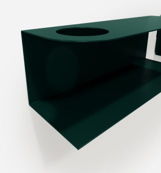 Zestaw designerskich półek metalowych Hogai – modele Miller i Smith w kolorze zielonym Green Bottle.