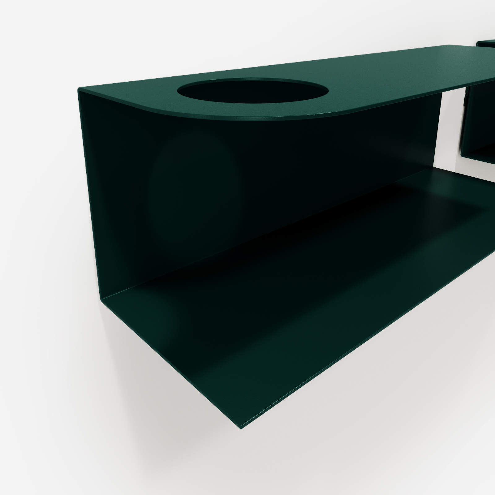 Zestaw designerskich półek metalowych Hogai – modele Miller i Smith w kolorze zielonym Green Bottle.