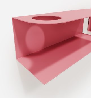 Zestaw designerskich półek metalowych Hogai – modele Miller i Smith w kolorze różowym Pink Power.