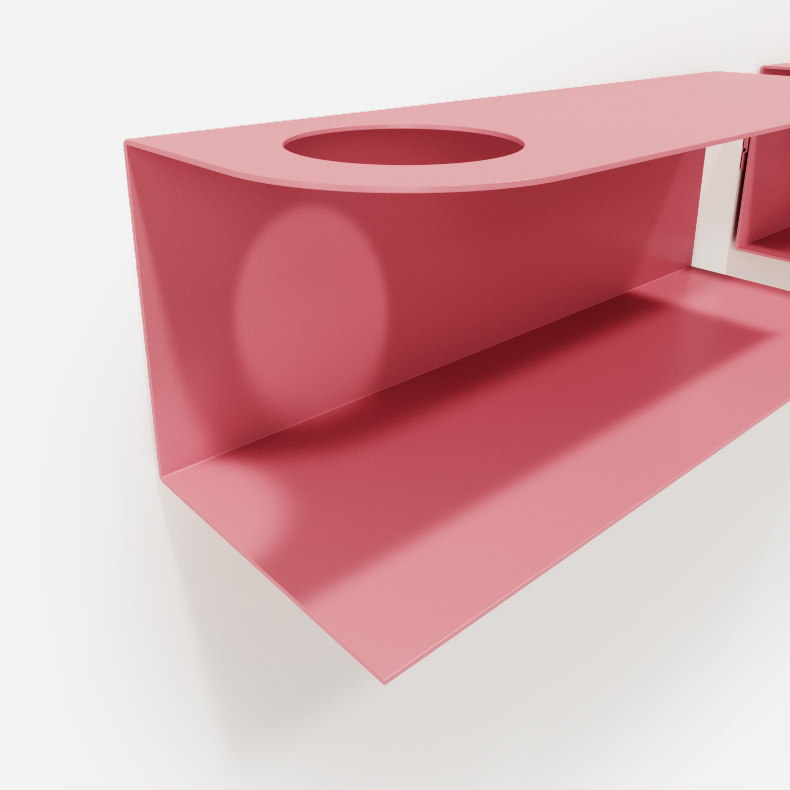 Zestaw designerskich półek metalowych Hogai – modele Miller i Smith w kolorze różowym Pink Power.