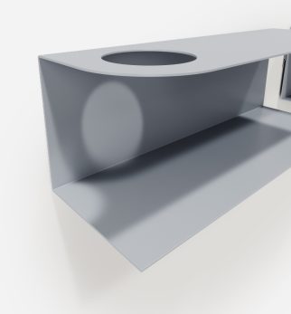 Zestaw designerskich półek metalowych Hogai – modele Miller i Smith w kolorze szarym Grey Flow.