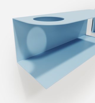 Zestaw designerskich półek metalowych Hogai – modele Miller i Smith w kolorze błękitnym Baby Blue.