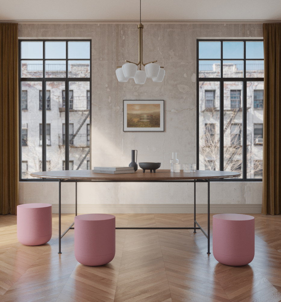 stolek wiz 1 09 | Hogai Minimalistyczny stołek hogai pianist pink power w subtelnym i radosnym odcieniu jasnego różu.