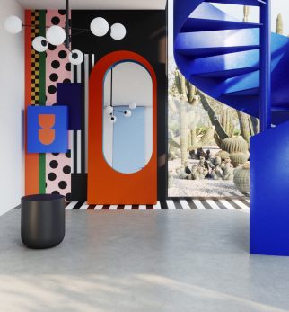 Lustro Artist Orange Joy Hogai – duże niesymetryczne lustro do salonu