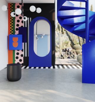 Lustro Artist Cobalt Love Hogai – duże niesymetryczne lustro do salonu