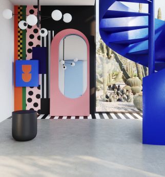 Lustro Artist Pink Power Hogai – duże niesymetryczne lustro do salonu