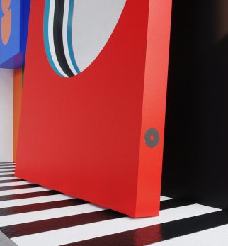 Lustro Artist Red Light Hogai – duże niesymetryczne lustro do salonu