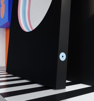 Lustro Artist Black Night Hogai – duże niesymetryczne lustro do salonu