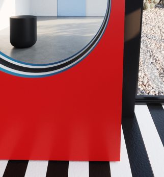Lustro Artist Red Light Hogai – duże niesymetryczne lustro do salonu