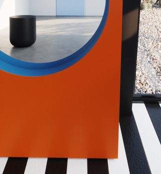Lustro Artist Orange Joy Hogai – duże niesymetryczne lustro do salonu