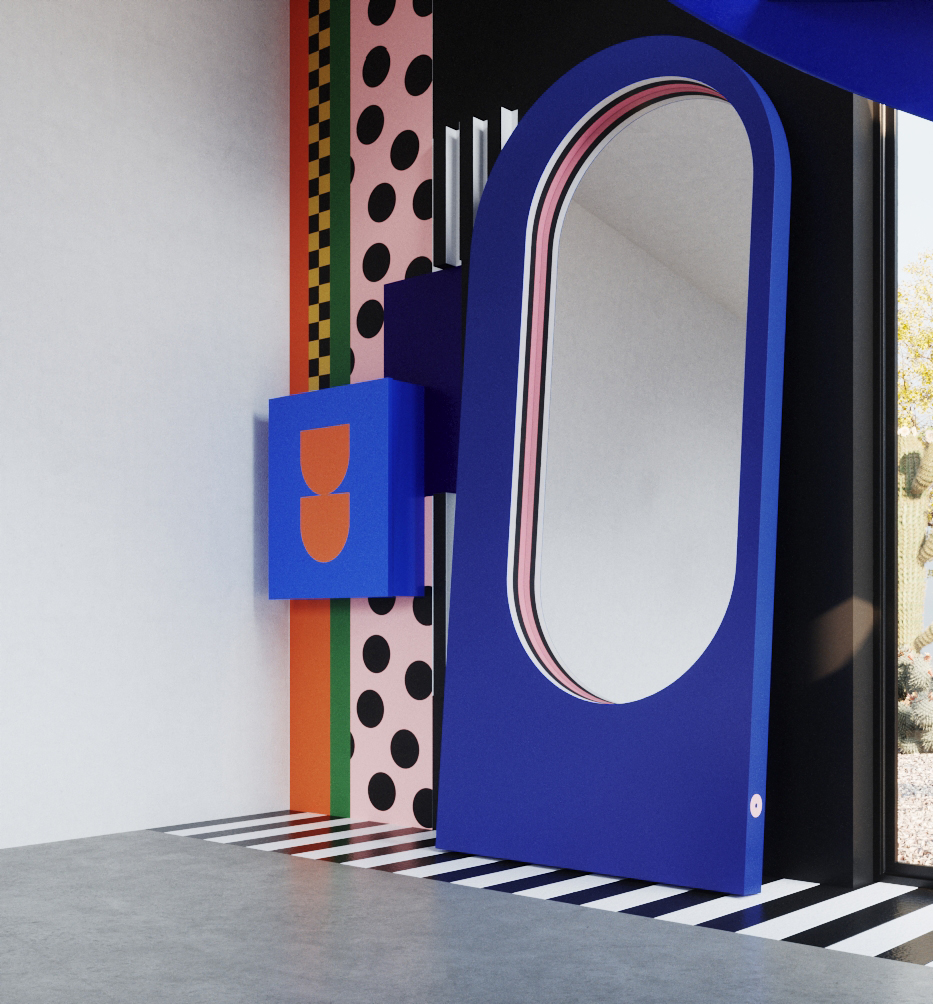 wiz2.0004 | Hogai Lustro artist cobalt love hogai – duże niesymetryczne lustro do salonu