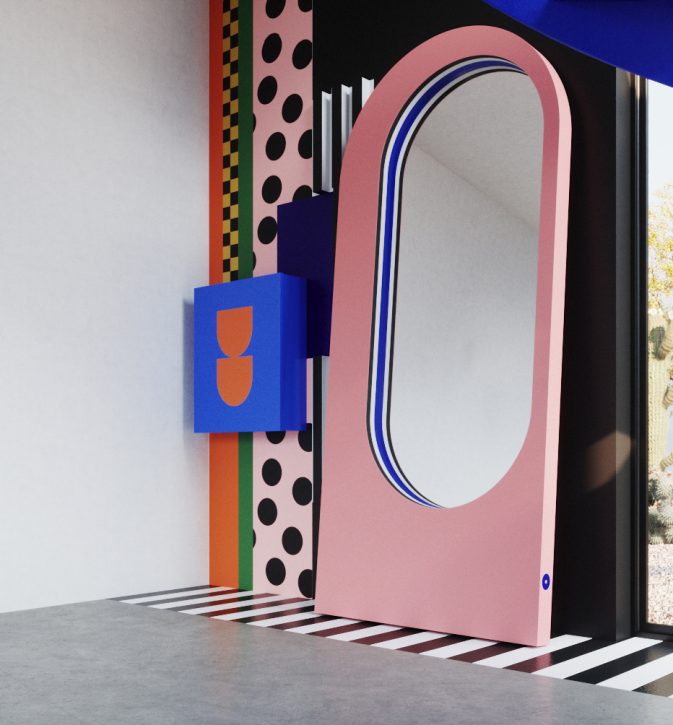 Lustro Artist Pink Power Hogai – duże niesymetryczne lustro do salonu
