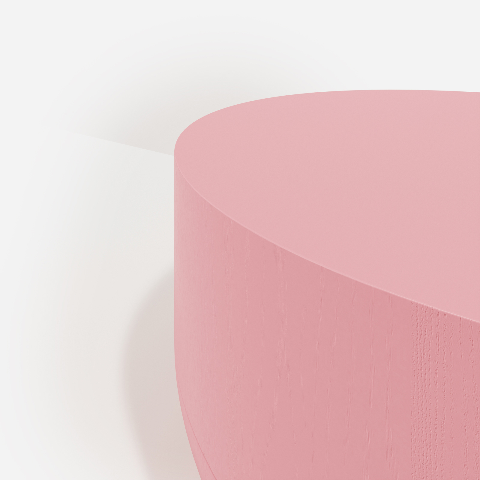 Minimalistyczny, drewniany stolik kawowy Hogai Writer Pink Power w delikatnym odcieniu jasnego różu.