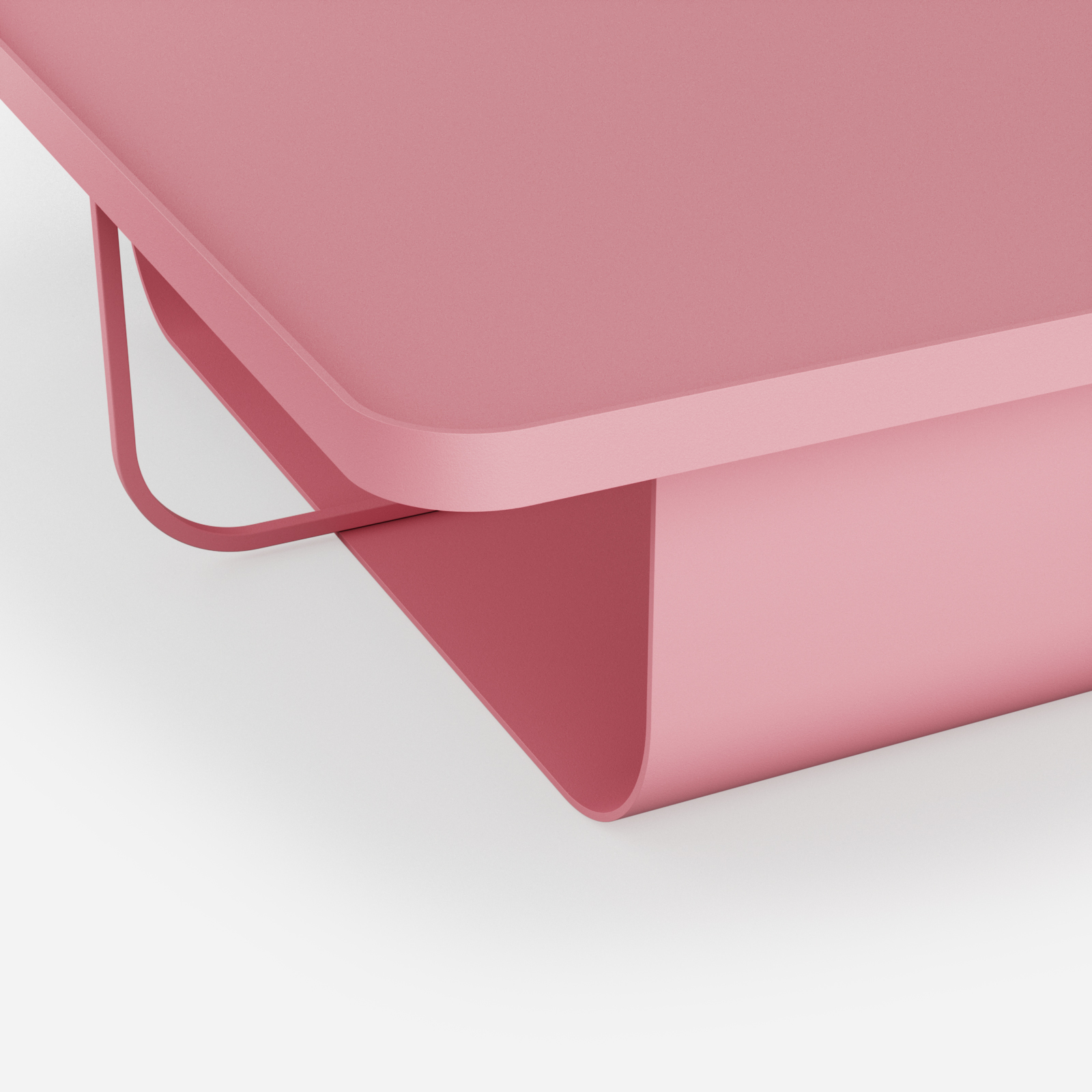 Różowy designerski stolik kawowy Journalist Pink Power Hogai – nowoczesny metalowy, o lekkiej i wyrafinowanej formie.