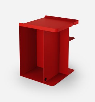 Czerwony stolik nocny Tailor Red Light Hogai – nowoczesny metalowy stolik o lekkiej i pojemnej formie.