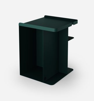 Zielony stolik nocny Tailor Green Bottle Hogai – nowoczesny metalowy stolik o lekkiej i pojemnej formie.