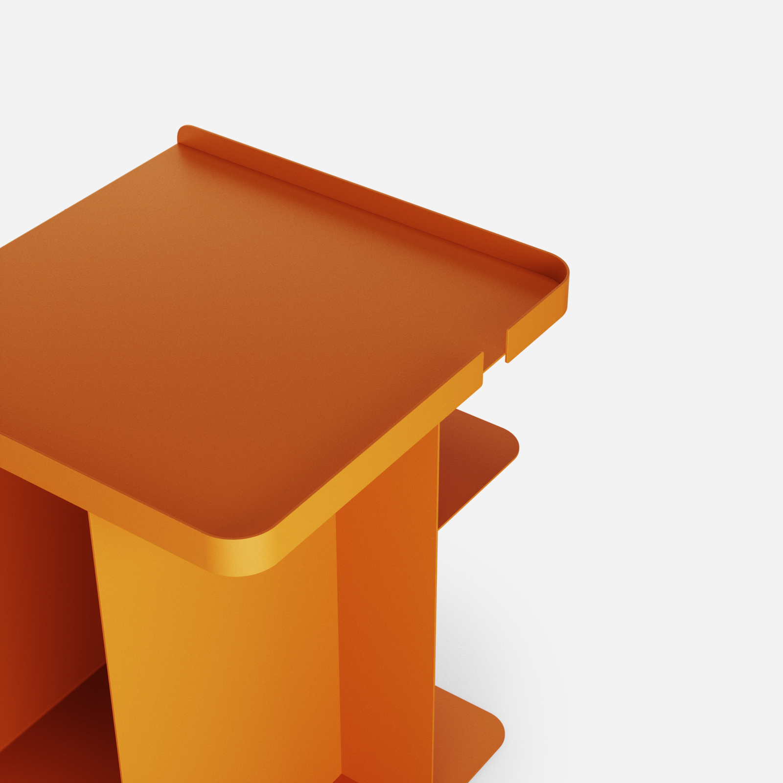 Pomarańczowy stolik nocny Tailor Orange Joy Hogai – nowoczesny metalowy stolik o lekkiej i pojemnej formie.