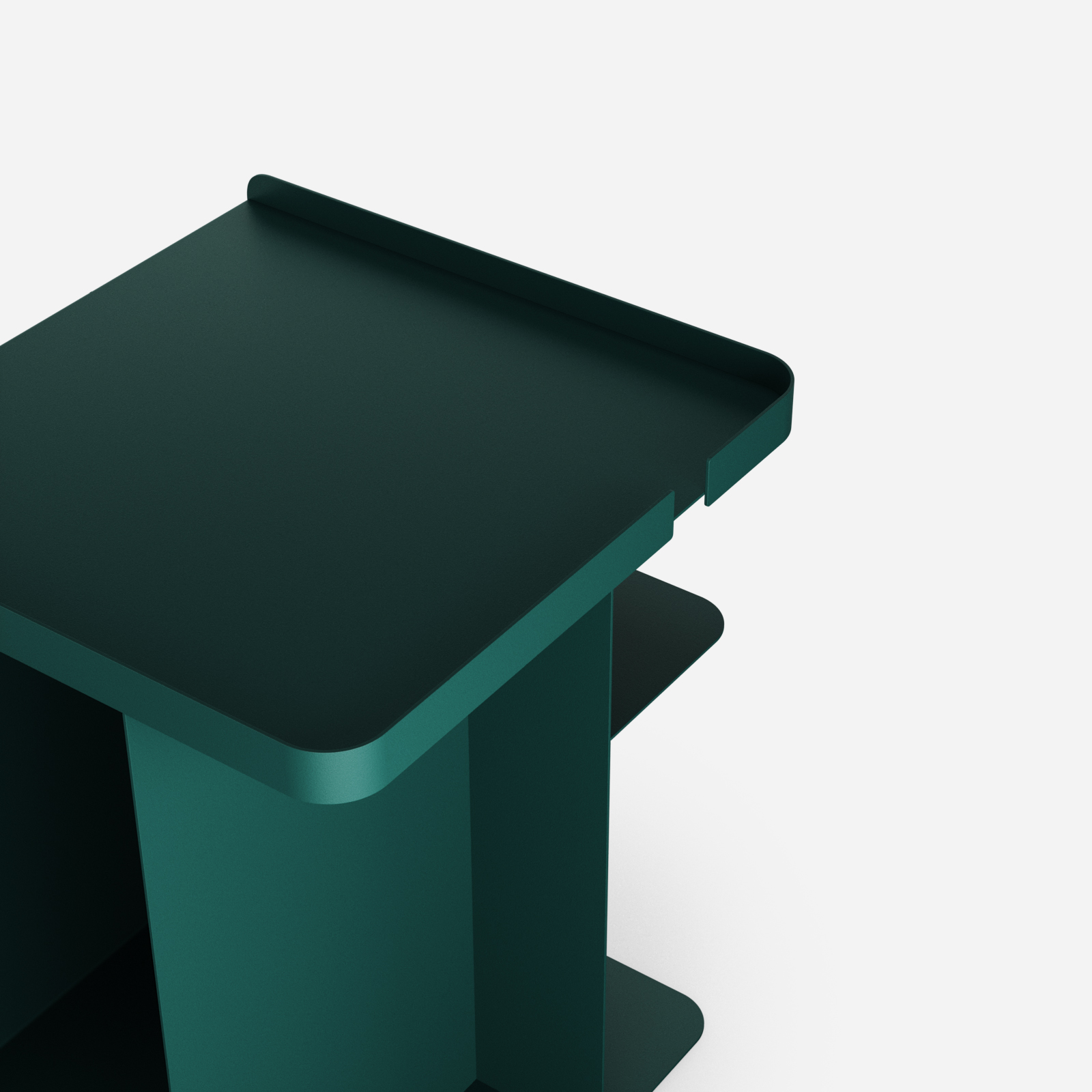 Zielony stolik nocny Tailor Green Bottle Hogai – nowoczesny metalowy stolik o lekkiej i pojemnej formie.