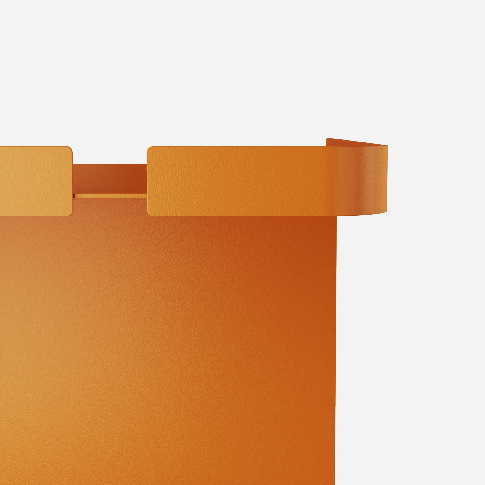 Pomarańczowy stolik nocny Tutor Orange Joy Hogai – nowoczesny stolik metalowy o asymetrycznej formie.