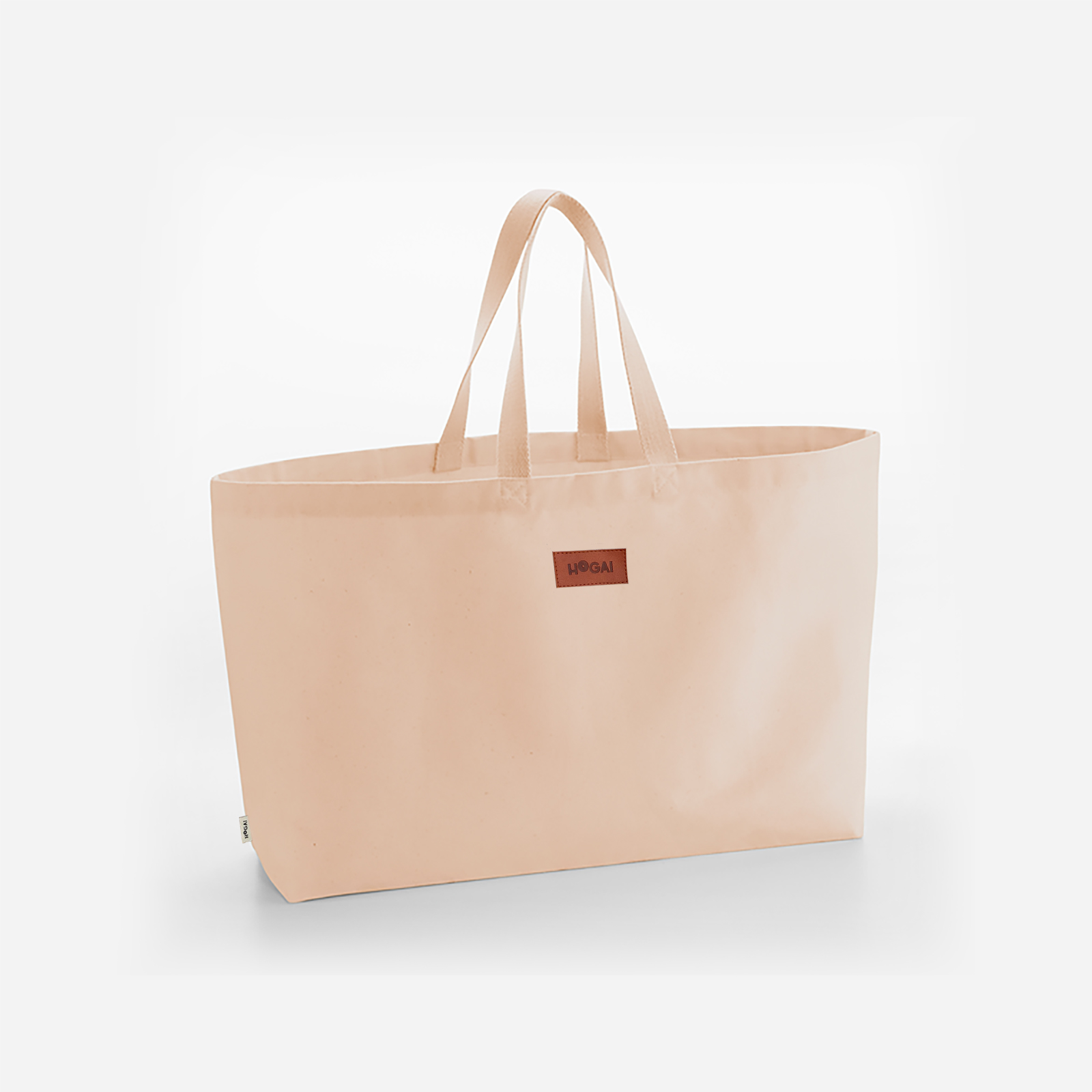 peach_revers2 2 | Hogai Duża torba płócienna exclamation peach burgundy hogai – bawełniana torba shopper xl z bordowym wzorem.
