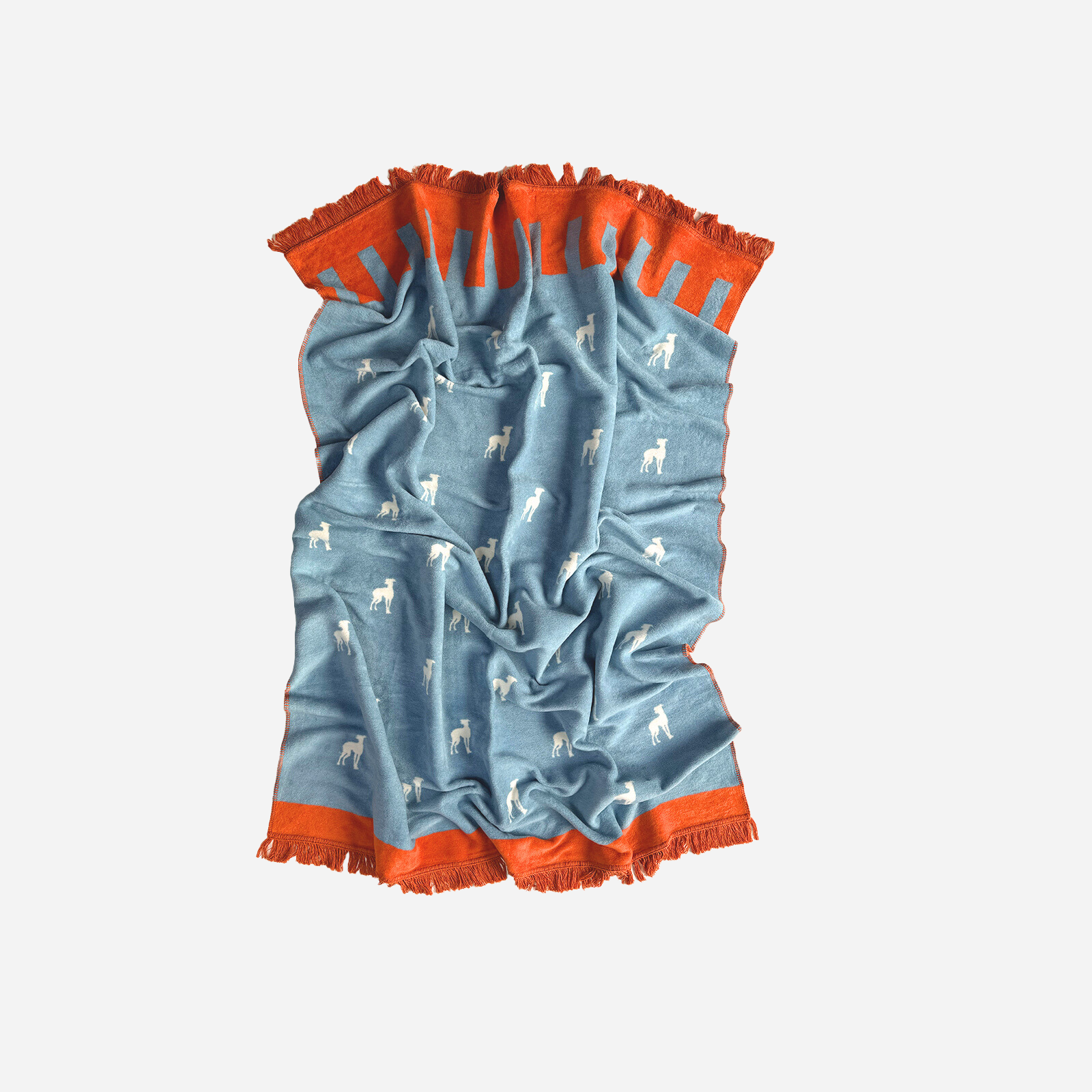 19 | Hogai Bawełniany koc blue lola — designerski pled hogai z motywem psa.