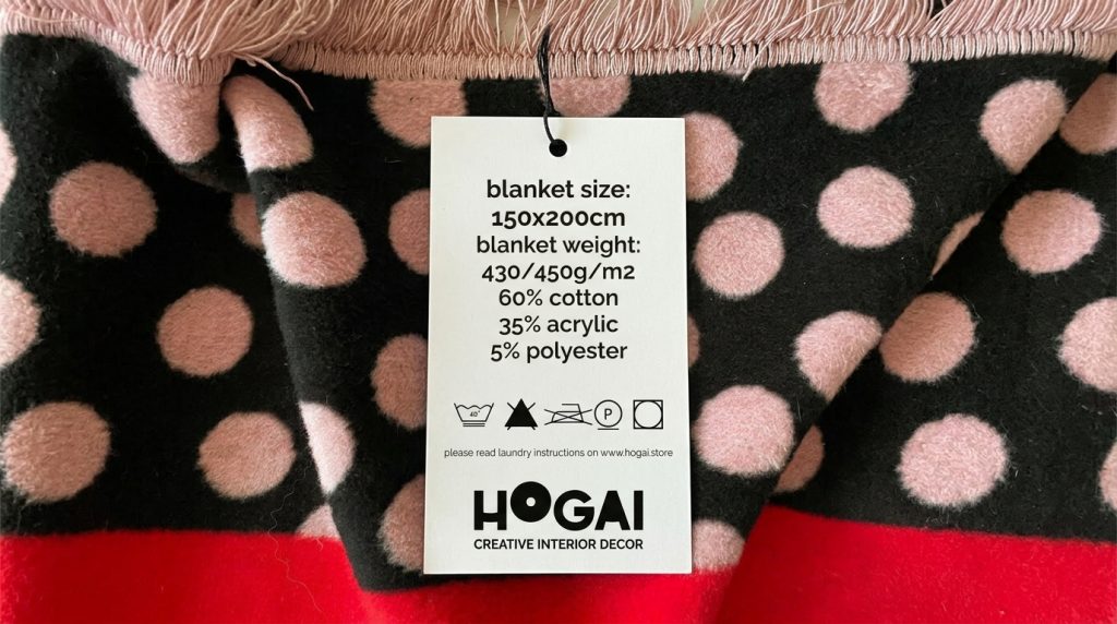 etykieta_koców_Hogai | Hogai Instrukcja prania koca hogai